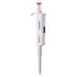 A white, adjustable laboratory micropipette with the inscription "Micropipette 100-1000 µl Preci1000" and "Altruan" features a red button for precise measurement and transfer of liquids; details such as weight and packaging dimensions are clearly indicated.