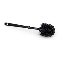 Die Nölle Profi WC-Bürste schwarz (38 cm, Ø 75 mm) von Nölle Profi Brush Bürsten- & Pinseltechnik e.K. überzeugt durch langlebigen Kunststoffgriff und rundem Bürstenkopf - ideal für das Bad, fotografiert vor weißem Hintergrund.