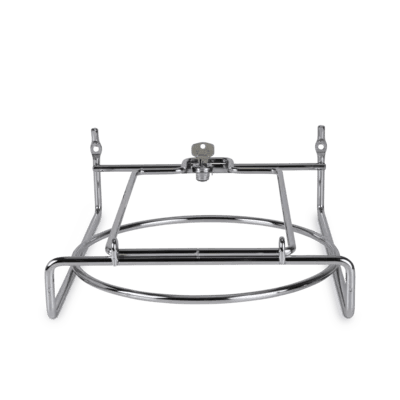 The Dr. Schumacher DESCO WIPES HOLDERS SMALL from Dr. Schumacher GmbH is a metal wire frame with upright supports, ideal for hygienic storage and transport of items such as disinfectant wipes for easy access on the go.