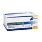 A box of Meditrade Respima FFP2 respirator masks is presented against a plain background. The white box with blue details shows that it contains 100 pieces and prominently displays the brand name Meditrade GmbH, known for personal protective equipment, in the upper right corner.