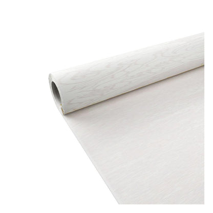 Eine teilweise abgerollte Duni Dunicel-Tischdeckenrollen (1,18 m x 10 m) der Duni GmbH in heller Holzmaserung liegt auf weißem Untergrund – ideal für stilvolle Hochzeiten, Bankette und Firmenveranstaltungen.