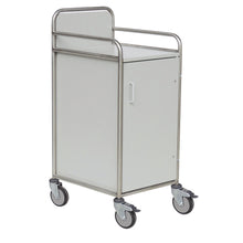 Der Novocal Stationswagen Rahmen aus Edelstahl besitzt rundum verschweißte Rohrverbindungen und ist ideal für den flexiblen Einsatz und die Aufbewahrung in Krankenhäusern geeignet.