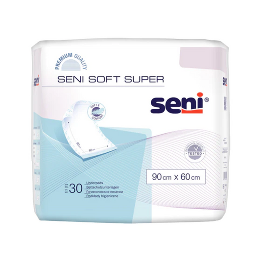 Seni Soft Super Bettschutzunterlagen 90x60 cm - 25 Stück | Packung (25 Stück)