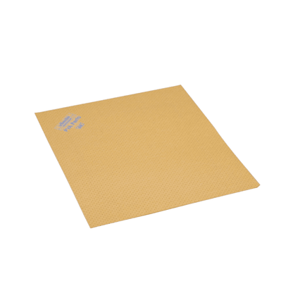 A beige, textured cleaning cloth made of PVA material from the Professional PVA Perfo perforated cloth set (pack of 10) by Vileda GmbH is laid out flat and bears a small blue Vileda Professional logo in one corner on a plain white background.