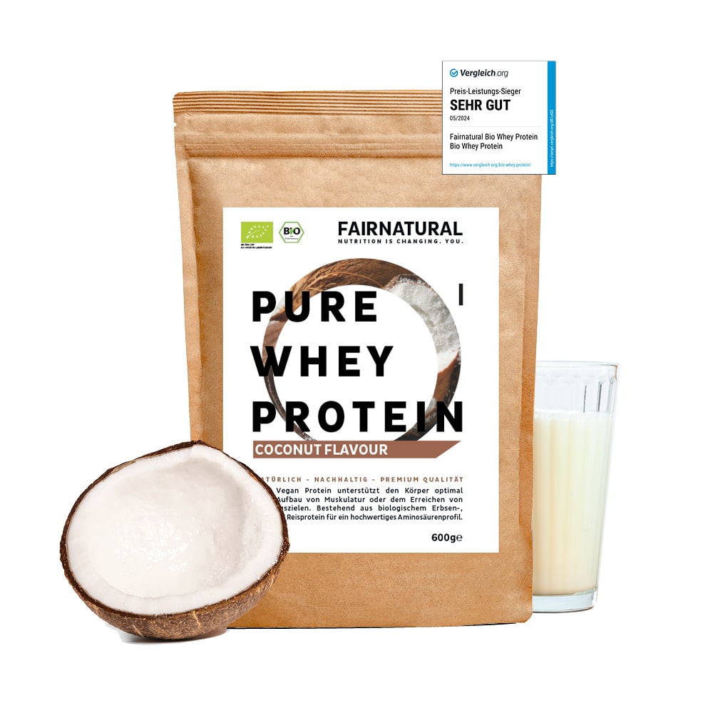 Organic whey protein powder coconut