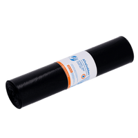 Abgebildet ist eine Rolle EMIL DEISS KG (GmbH + Co.) DEISS 15050 Müllsäcke (600x800 mm zwart, Packung 25 Stück) mit einem weiß-orangefarbenen Etikett in der Mitte auf weißem Hintergrund.