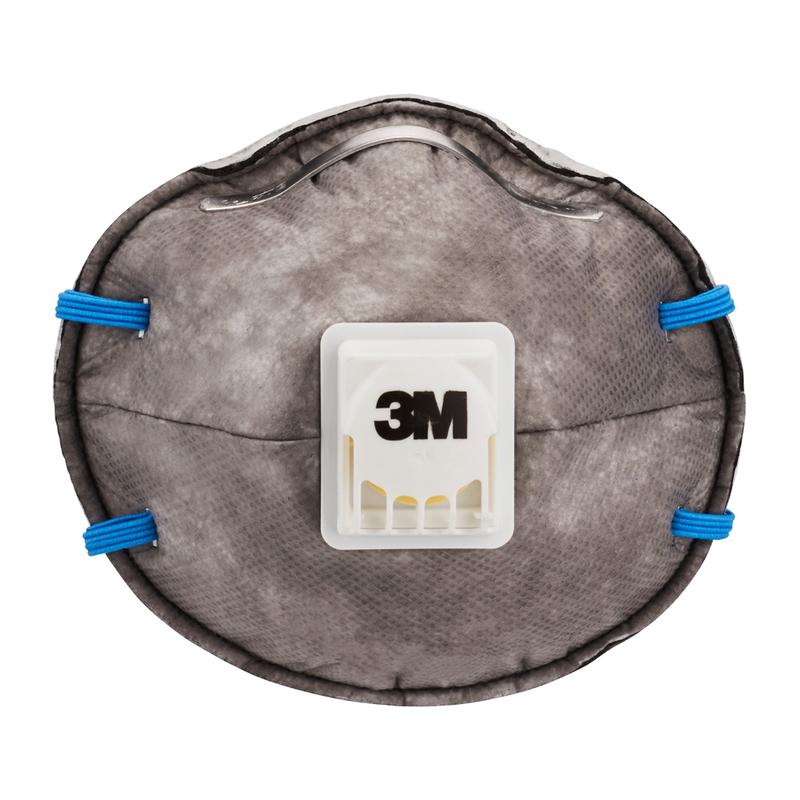 A 3M™ Cool Flow™ Particulate Respirator 9922, FFP2, odor-reducing, with valve from 3M Deutschland GmbH with blue elastic straps and white valve in the center photographed against a white background (1 piece from a 2-pack).