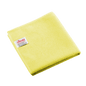 Gefaltetes gelbes Vileda Professional r-MicroTuff Swift Microfasertuch mit eingenähtem weißem Etikett.