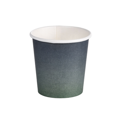 The Duni Urban Coffee Cup PAP/PLA from Duni GmbH is a small disposable cup with a color gradient from dark blue at the top to dark green at the bottom. It has a smooth, cylindrical shape and a white interior.
