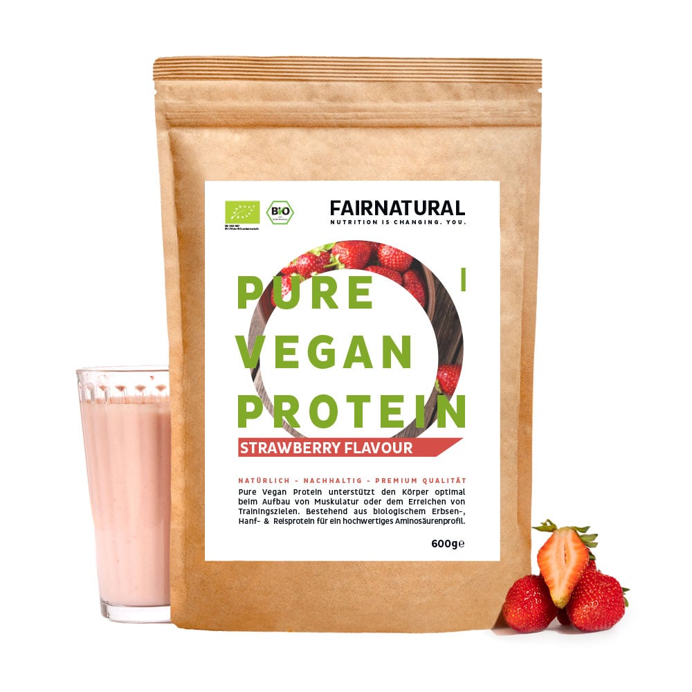 Organic vegan protein powder strawberry without soy