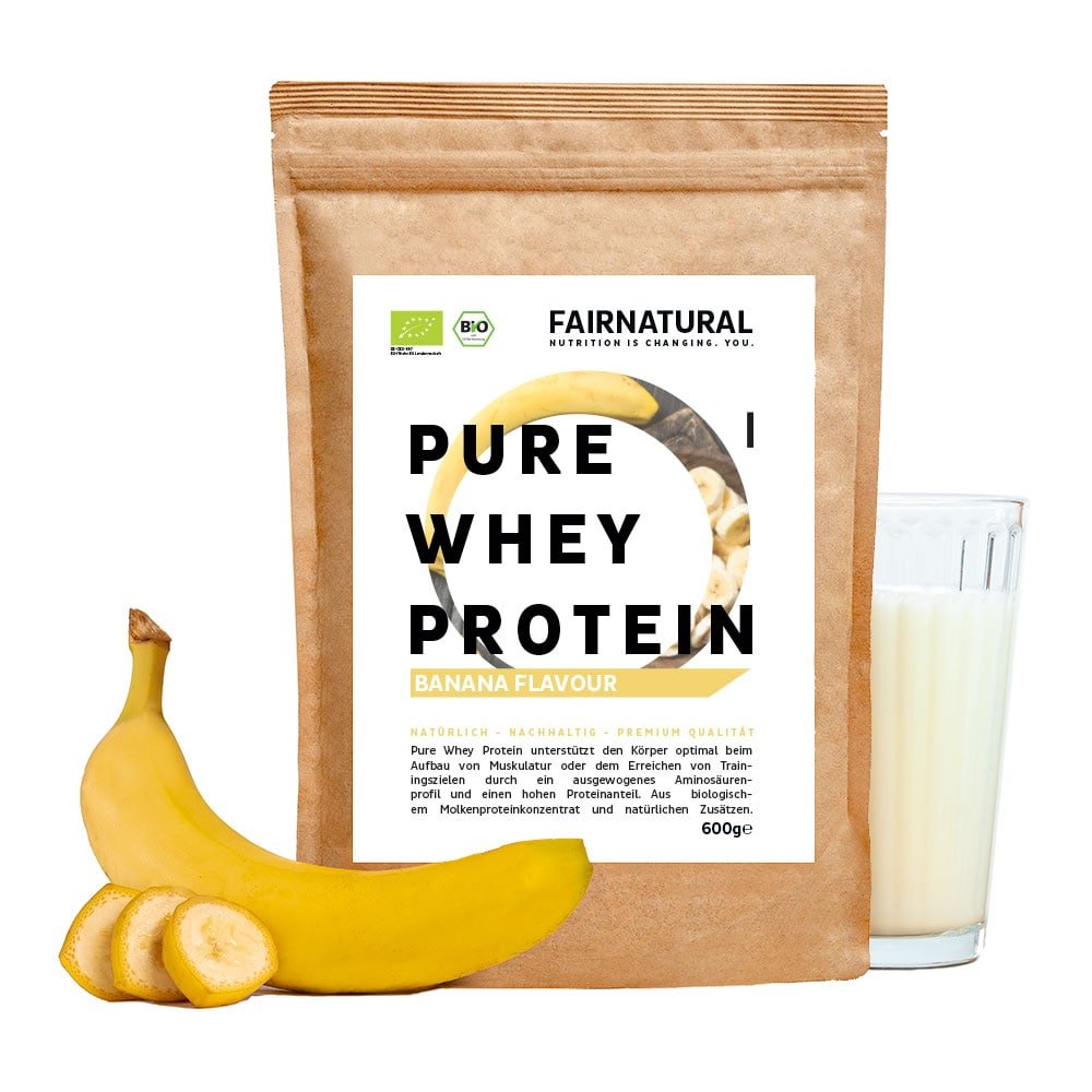Organic whey protein powder banana