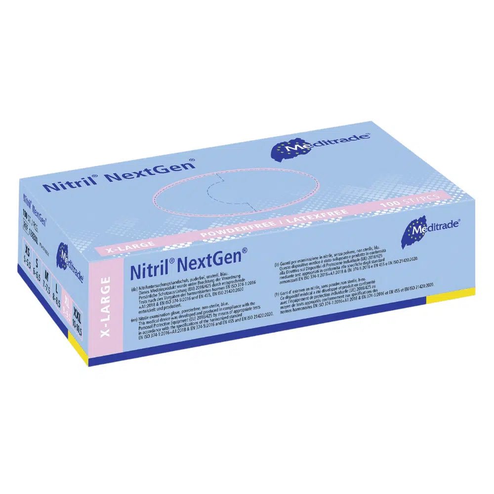 Meditrade Nitril Handschuhe NextGen® EN 455, puderfrei, blau, 100 Stk